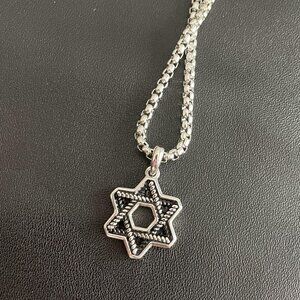 AMAZING CABLE STAR OF DAVID AMULET IN S 925 STERLING SILVER